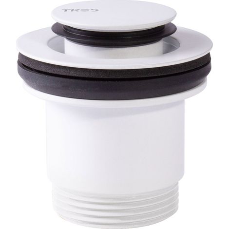 TRES 24284020BM Válvula de Desagüe Click-Clack Simple-Rapid Lavabo con Opción Siempre Abierta Color Blanco Mate - ref: 24284020BM