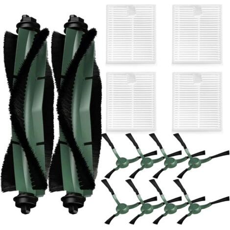 LAN Kit d'accessoires 14 pièces pour aspirateur robot iRobot Roomba Essential Series Q052-Vac2 105 Q0120 Y0140 Y0110 Q011, 2 brosses rotatives, 8 brosses latérales et 4 filtres HEPA (1/4)