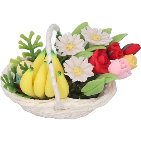 Panier de fleurs miniatures artificielles à monter soi-même pour maison de poupée (échelle 1:12) (1/5)