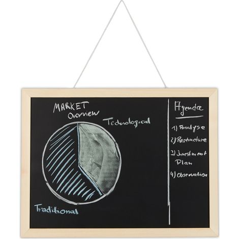 Relaxdays Kreidetafel mit Holzrahmen, abwischbare Tafel, Büro Memoboard, Wandtafel zum Aufhängen, 30 x 40 cm, schwarz