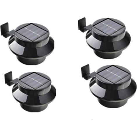 Lot de 4 lampes solaires de gouttière extérieures étanches, à énergie solaire, LED intelligentes, pour un éclairage de sécurité nocturne de qualité, noires.-AquaForge