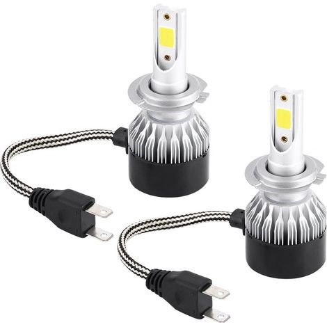 Kit de 2 mini faros LED súper brillantes para coche, 55 W, 6000 K, bombillas para faros H7 (1/5)