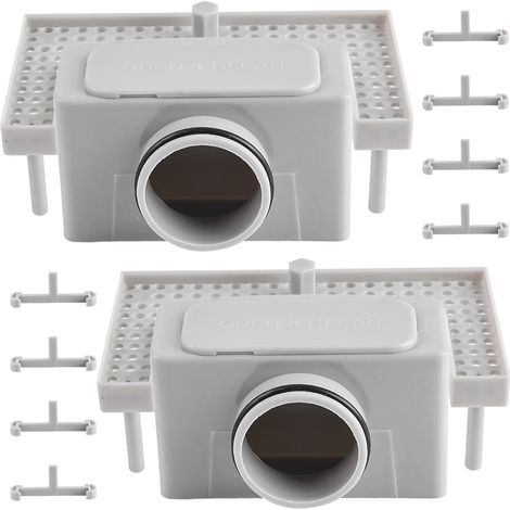 Lot de 2 siphons de caniveau de douche avec filtre anti-odeurs - Joint de siphon avec 4 boucles en plastique - Pour drain de douche, drain de sol, évacuation de l'eau, attrape-cheveux (1/5)
