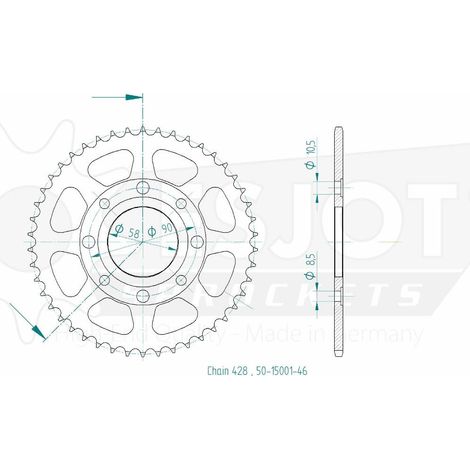 Couronne Acier TT Honda - 428 - 46 Dents - Similaire JTR269