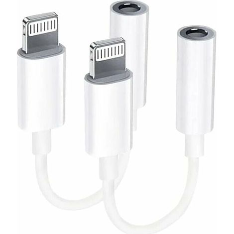 Adaptateur Lightning vers Jack 3,5 mm – Lot de 2, certifié MFi, compatible iPhone 13/12/11/XS/XR et iOS