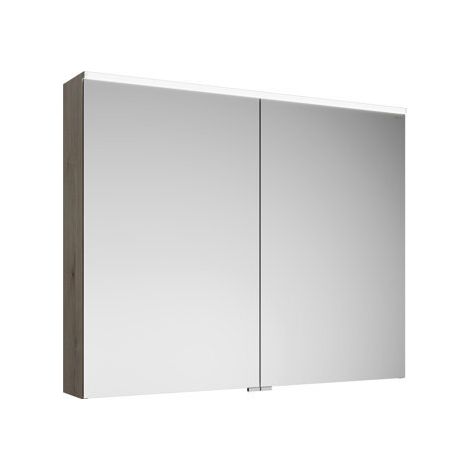 Burgbad Eqio Spiegelschrank mit LED-Beleuchtung und Waschtischbeleuchtung, 2 Türen Eiche Dekor Flanelle 100 cm (1/4)