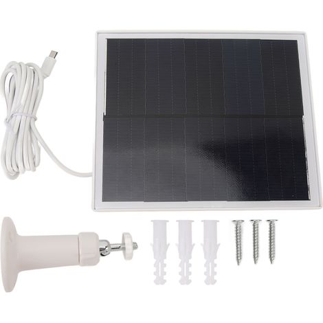 Ortviai Panneau Solaire 6 W 5 V en Silicium Monocristallin, Étanche IP65, Blanc, avec Support pour Caméra de Surveillance