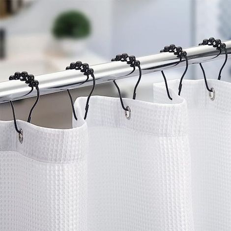 Anelli per tenda da doccia in metallo nero lucido, set da 20 pezzi con sistema di scorrimento silenzioso per asta standard.