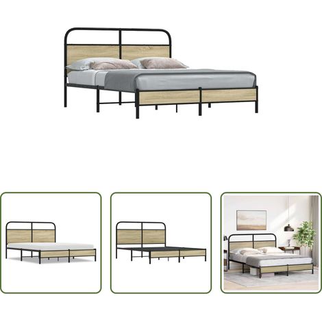 Cadre de lit -  Cadre de lit sans matelas 160x200 cm chêne sonoma (1/5)