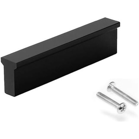 Poignée Meuble,2 Pièces Poignee de Meuble Cuisine Noir Poignet de Porte Cuisine Noire Entraxe 96mm Poignet Tiroir Alliage D'aluminium Poignée de Placard avec Vis (1/5)