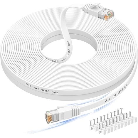 Ethernet Cable 15 m, Cat 6 Network Cable, RJ45 Flat Lan Cable (1/5)