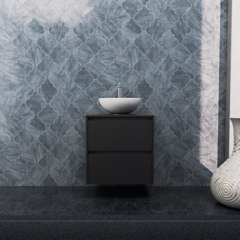Inda - Mobile bagno L.60 con lavabo in appoggio / Nero opaco 2