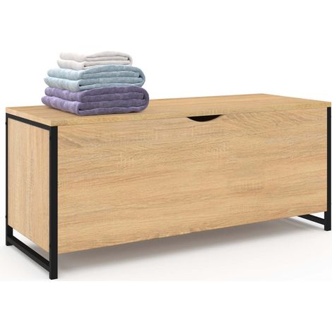 DETROIT baúl 100 cm madera y negro diseño industrial