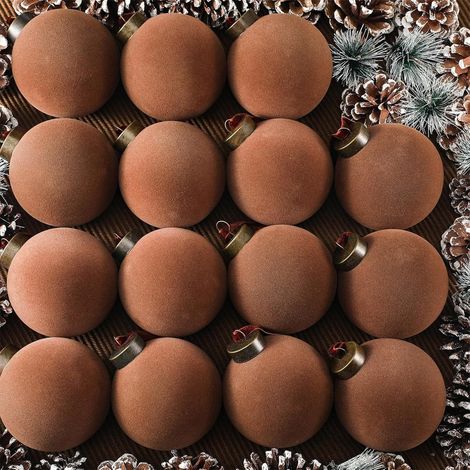 Boules De Noël En Velours - 3,14 Pouces - Décor Festif Résistant En Plastique Flocké - Pour Arbre De Noël Porte Mur Et Intérieur - Lot De 15 (1/5)