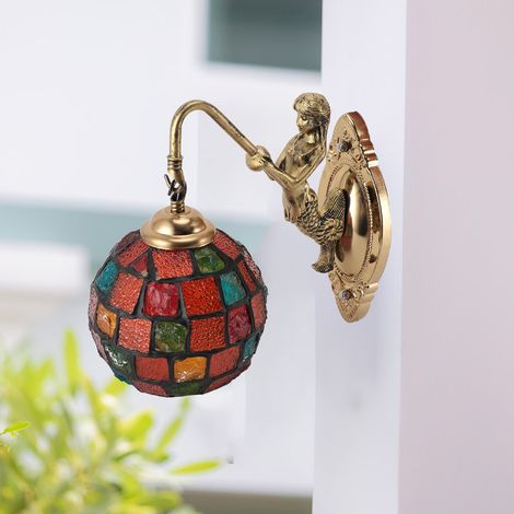 Applique murale en et E27 E26 Lampe filaire en mosaïque pour salon chambre 60 w Fer Verre (1/4)