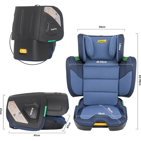 Silla de coche infantil plegable ISOFIX i-Size R129 100-150 cm, elevador con respaldo azul OKMYHOME (1/5)