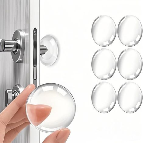 Protections murales autocollantes en PVC pour poignées de porte - Coussinets amortissants pour poignées de porte - Protections murales pour la maison ou le bureau - Lot de 6 (1/5)