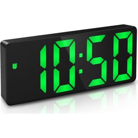 Réveil Numérique - - Fonction Snooze et Luminosité réglable - Vert (1/4)