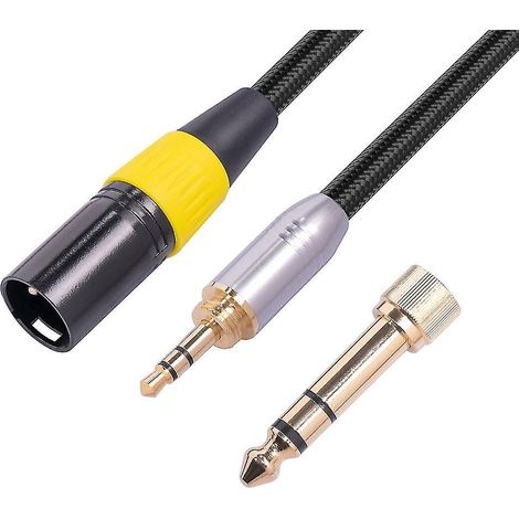 Adaptateur audio stéréo XLR mâle 3,5 mm + 6,35 mm pour microphone (3 broches mâles) (1/4)