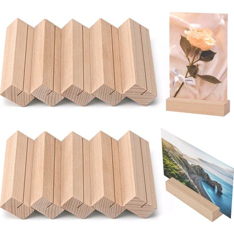10 pièces porte carte bois，porte photo，porte menu，porte nom table，support bois，Pour les mariages et les fêtes