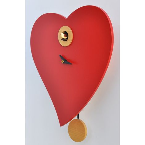 Orologio a Cucù da Parete 33x34x10 cm Pirondini Italia Cuore Rosso (1/2)
