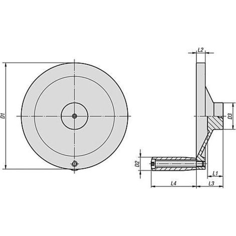 KIPP Scheibenhandrad 152,4mm Edelstahl 1.4301 blank Griff (1/2)