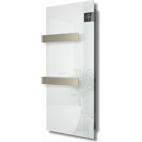 Radiateur sèche-serviettes électrique 750W – Surface en verre – Compact 40cm – Programmable avec thermostat électronique – Protection IP24 – Radialight (1/4)
