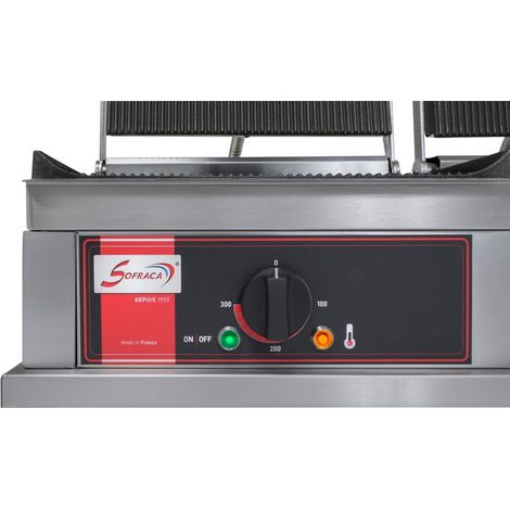 Grill Panini Double - Petit modèle - 4 plaques Rainurées - Sofraca (1/2)