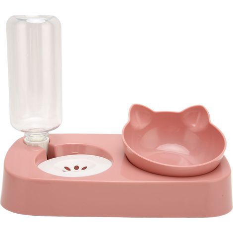Ciotole per cibo per acqua per animali domestici, set di piatti per mangiatoia automatica staccabile rialzata per cani di taglia piccola e media, rosa (1/5)