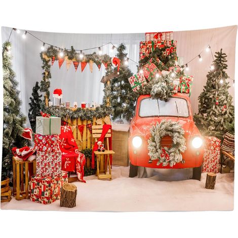 Altre decorazioni da parete, arazzi per la casa, albero di Natale, calza, regalo, camino, arte, tappeto in tessuto, decorazioni natalizie per dormitorio studentesco, camera da letto – 150 x 200 cm (1/3)