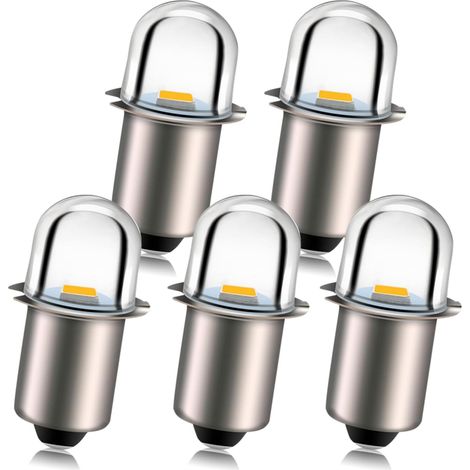 Lot de 5 ampoules LED P13.5S 12 V, blanc chaud, ampoule de rechange pour lampes de poche anciennes, lampes frontales, lampes de camping – Faible consommation d'énergie, durée de vie de 50