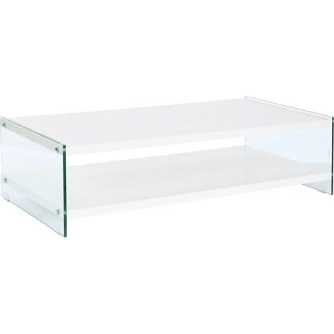 Table basse verre trempé blanc élégance design - Blanc transparent avec verre trempé (1/5)
