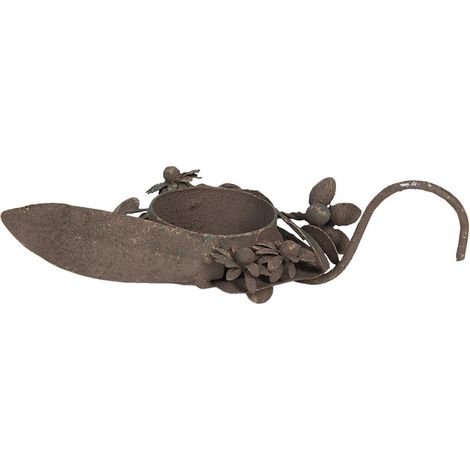Photophore Porte-Bougie Chauffe-Plat en Fer Marron Forme Oiseau Style Industriel 13 x 9 x 3 cm - PANGIVO