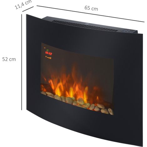 Insert électrique, simulation de flammes d'un grand réalisme pour plus de, dim. 65L x 11.4l x 52H cm, noir métal (1/5)