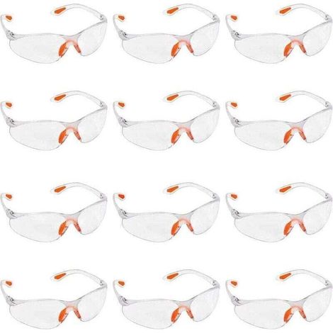 De 12 Lunettes Sécurité Transparentes Protection avec Verres Plastique, XU, Pont-de-Nez et Embouts Branches Caoutchouc pour Confort Lunette Transparente PPE KZQ - KZQ (1/4)