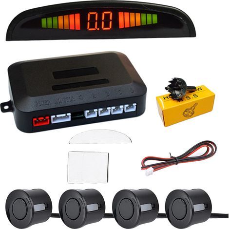 4 KIT DE CAPTEURS DE STATIONNEMENT AVEC AFFICHAGE LED + SON COULEUR NOIR