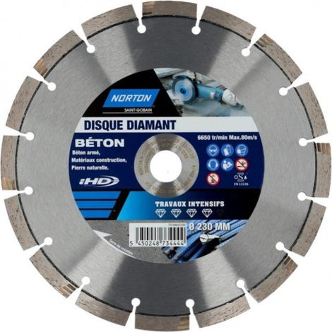 NORTON Segmentierte Intensiv-Diamantklinge für Baumaterialien, Durchmesser 230 mm NORTON