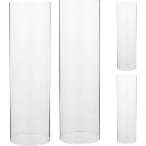 Set mit 4 schlichten, durchsichtigen Glas-Kerzenschirmen (6 x 20 cm) – 20,00 x 6,00 x 6,00 cm – Durchsichtig (1/4)