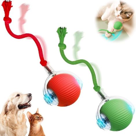 Juguete de pelota interactivo automático para gatos y perros, juguete inteligente con ruedas recargable por USB con detección de obstáculos, juguete activo para mascotas de interior, silicona segura y (1/2)
