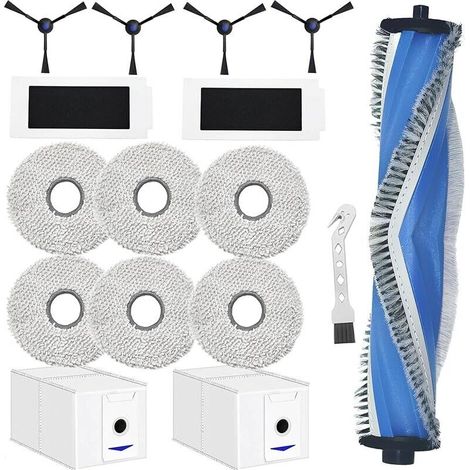 Accessoires pour ECOVACS DEEBOT T30 Pro Omni / T30 Omni Robot aspirateur pice de Rechange, Brosses Rouleau + 6 Chiffon + 2 Sac poussire + 4 brosses latrales + 2 filtres (1/5)