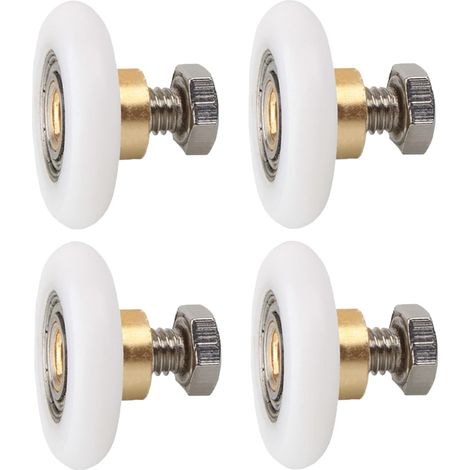 BEBUSINGOTO 4 piezas rodillos para mampara de ducha, ruedas de repuesto ranuradas con tornillos M4 de 23 mm de diámetro. (1/5)