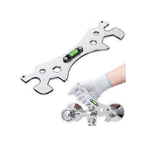 Clé de douche, outil multifonction, clé de réparation de salle de bain portable, clés de nivellement à angle courbé, pour vis hexagonales de 8, 10, 12, 14, 17, 23 et 30 mm (1/2)