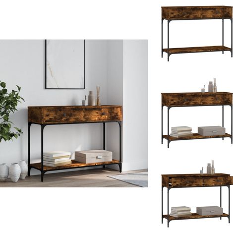 Table console chêne fumé 100x34,5x75 cm bois d'ingénierie - Table Basse - Table D'appoint - Meuble D'entrée - Table Console - Mobilier Intérieur (1/5)