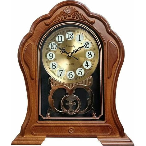 Horloge de table, horloge de cheminée, horloge de table rétro, horloge silencieuse, horloge de table à l'ancienne, convient pour cheminée, étude, bureau, bibliothèque, décoration de salon