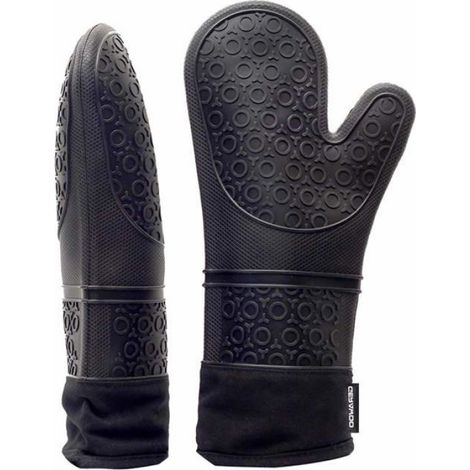 Professionnels Gants de Four,Maniques Gants de Cuisine Silicone,1 Paire Gant Anti Chaleur,Gants étendus pour Pizza et Cuisine(Noir) (1/5)