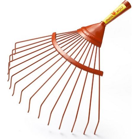 Wolf – Balai ramasse feuilles en éventail 15 dents rondes – Largeur 42 cm – Angle d'attaque optimal – Peinture anti-corrosion (1/4)