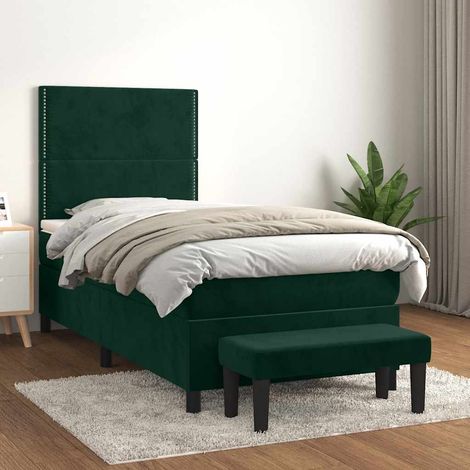 Boxspringbett mit Matratze Dunkelgrün 100x200 cm Samt