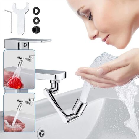 Tap Aerator, 1440° Rotating Tap Aerator, Water-Saving Strainer Aerator, 2-Jet Mixer Tap Extension, Universal Aerators for Kitchen and Bathroom Taps (1/5)