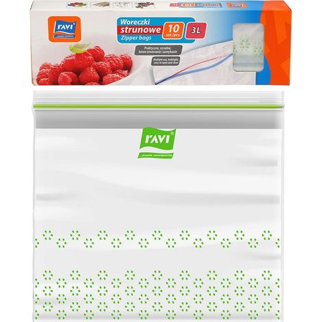 Sacs de congélation à fermeture zip en PEBD 3L, lot de 10, pour aliments, congélation, médicaments, cosmétiques (1/2)