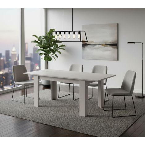 Dmora Mesa de comedor extensible, Consola extensible, Mesa moderna con extensión, 160 / 220x88h80 cm, Color blanco, con embalaje reforzado (1/4)